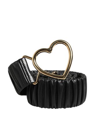 Dolce & Gabbana Womens Black Leather Gold Heart Metal Buckle Belt Calf
