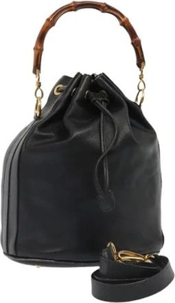 Gucci Pre-owned Bucket Bags, female, Black, Size: ONE SIZE Pre-owned Vintage Leather Bucket Bag