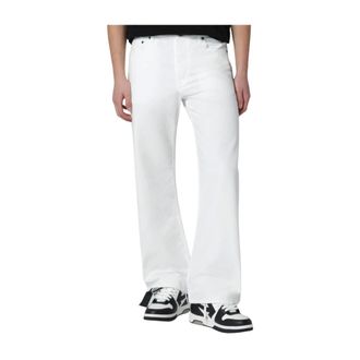 Off-white Wide Jeans, male, White, Size: L Half Arrow Slim Relaxed Jeans