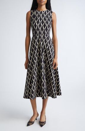 Max Mara Lampara Geo Print Jersey Midi Dress in Black at Nordstrom, Size 10