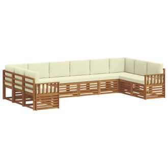 vidaXL Conjunto De Sof&aacute;s De Exterior 10 Uds. Natural Y Crema Vidaxl
