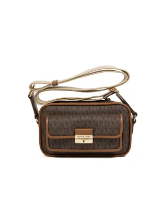 Michael Kors Womens Bradshaw Extra-Small Pocket Camera Crossbody Bag - Brown Canvas - One Size