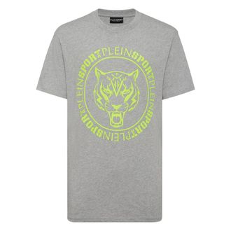 Plein Sport Tops, Heren, Grijs, L, Katoen, T-Shirt Ronde Hals Tiger