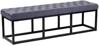 Clp Banco Polson Tapizado En Terciopelo Gris 150 Cm