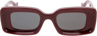 Loewe LW40102F66A Rectangle Full Rim Sunglasses - Red