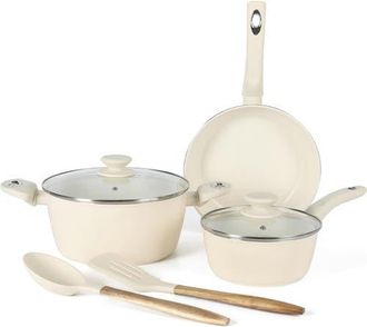 Gibson Home Plaza Cafe 7 Piece Forged Aluminum Cookware Set in Linen at Nordstrom