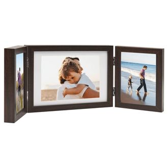 Berkfield Home Trifold Photo Frame Collage Dark Brown 28x18 cm+2x | Size: 28x18 cm
