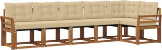 vidaXL Conjunto De Sof&aacute;s De Exterior 6 Uds. Natural Y Beige Vidaxl