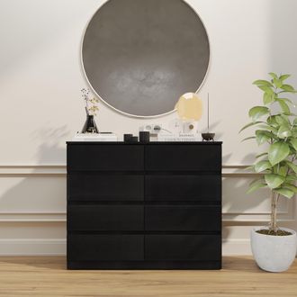 Seconique Malvern 8 Drawer Chest in Black