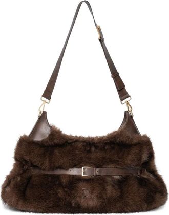 Manière De Voir Cali fur panel duffel bag - women - Polyester - One Size - Brown
