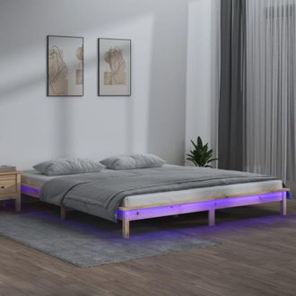 vidaXL Giroletto con led 120x190 cm Small Double in Legno Massello - Vidaxl
