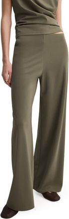 Mango Pull-On Straight Leg Pants in Khaki Green at Nordstrom, Size X-Small
