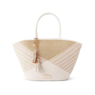 Carvela Womens Elena Stripe Basket Bag - White Fabric - One Size