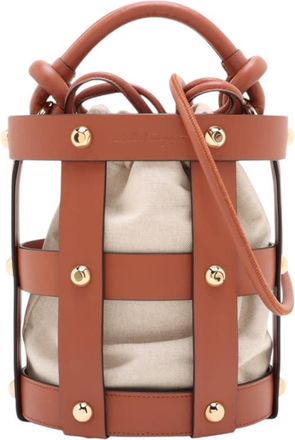 Ferragamo Pre-owned Ferragamo Leather and Canvas Bucket Bag Ladies T9V8E28WMCU5TKEM