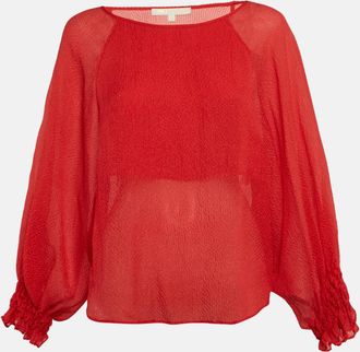Maje Red Textured Silk Blend Loose Top