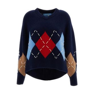 arch4 Jersey de Cachemira Argyle - Knitwear - Mujer - Azul - S