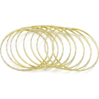 Adornia Set of 9 Thin Bangle Bracelets in Gold at Nordstrom Rack