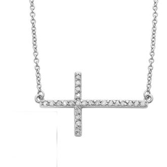 Pompeii3 Diamond Sideways Cross 14K White Gold 3/4 Wide