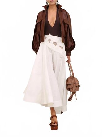 Zimmermann Luna Leather Bomber Jacket In Radical Brown