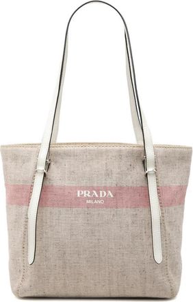 Prada Pre-owned Prada Canvas Logo Stripe Shopper Tote Ladies 94XGIWBOQ1SDQZ7X