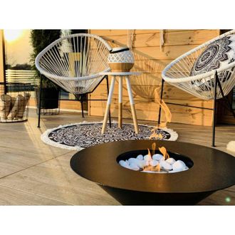 Dmora Dmora - Chimenea De Bioetanol Arnesano, Chimenea Ecol&oacute;gica, Hogar Sin Humo, Calefactor De Etanol, Made In Italy, 60x60 H15 Cm, Negro