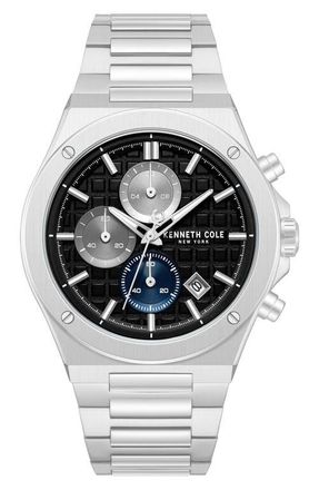 Kenneth Cole Multi-Function Chronograph Bracelet Watch in Black/silver at Nordstrom