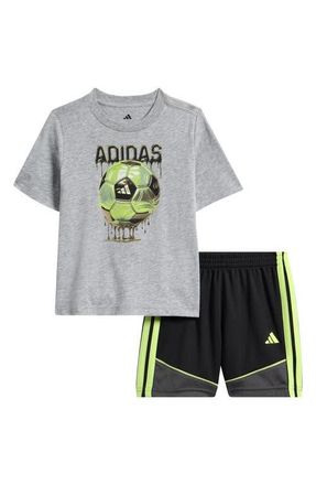 adidas Soccer Ball Graphic T-Shirt & Athletic Shorts Set in Medium Grey Heather at Nordstrom, Size 12M
