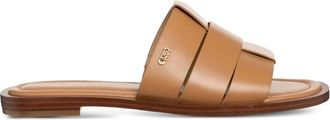Michael Michael Kors leather cross-strap flat sandals - women - Leather/Leather/Rubber - 6 - Neutrals
