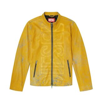 Diesel L-Evert-A Jacket - Heren - Leren en Su&egrave;de Jassen - Geel - XL - Leer - Jassen