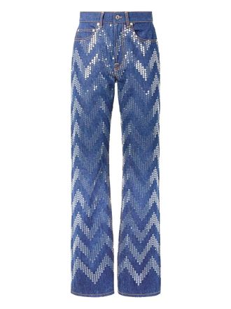 Missoni chevron-pattern sequined jeans - women - Cotton - 46 - Blue