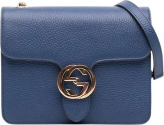 Gucci Pre-owned Vintage Crossbody Bag - Dames - Vintage Schoudertas - Blauw - ONE Size - Leer - Vintage