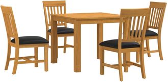 vidaXL Conjunto De Comedor 5 Uds. Negro Madera De Roble S&oacute;lido Vidaxl