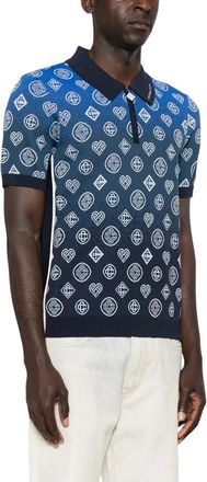 Casablanca Polo Shirts, male, Multicolor, Size: XL Gradient Monogram Knitted Short Sleeve Polo Shirt