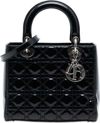Dior Pre-owned Dior Medium Patent Cannage Lady Dior 01-BO-0112