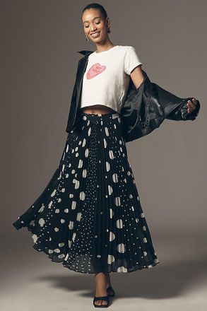 Maeve Sheer Pleated Maxi Skirt