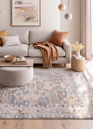 Atticgo Alfombra vintage oriental beige/azul 115x170 cm