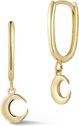 Ember Fine Jewelry 14K Moon Drop Huggie Hoop Earrings in Gold at Nordstrom Rack
