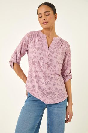 Roman Burnout Print Button Shirt