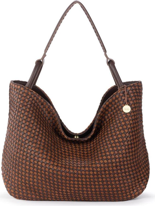 Los Feliz Large Tote Leather Bag in Woven Mahogany Cognac at Nordstrom