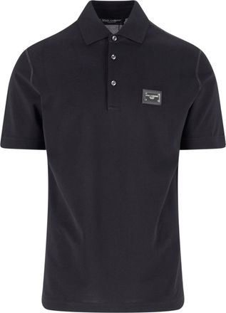 Dolce & Gabbana Polo Logo In Piqu&eacute; Di Cotone