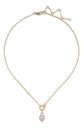 LADY GREY Luella Cultured Pearl Pendant Necklace in Gold/peach/pearl at Nordstrom