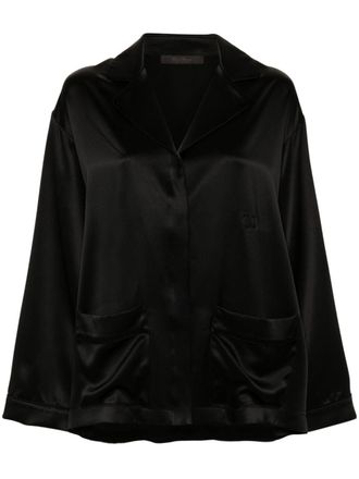 Max Mara Vasaio blouse met V-hals en lange mouwen - Zwart