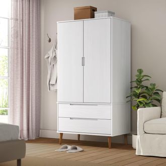 vidaXL Armario Molde Madera Maciza De Pino Blanco 90x55x175 Cm Vidaxl