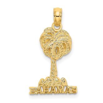 Diamond2Deal 14k Yellow Gold BAHAMAS Palm Tree Charm Pendant