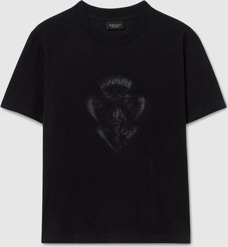 Gucci Cotton Jersey T-shirt With Gucci Crest, Black, Ready-to-wear