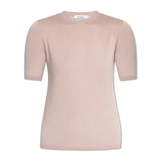 Max Mara Round-neck Knitwear, female, Pink, M, Short-sleeved Jumper Warren