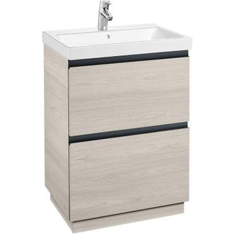 Roca Roca - Pack Unik Mueble Base De 2 Cajones + Lavabo Lander Color: Fresno N&oacute;rdico - Medidas: 600x460x865 Mm