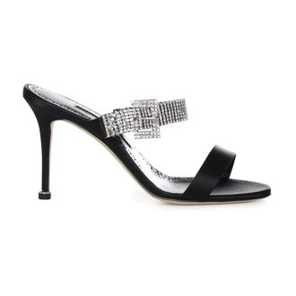 Manolo Blahnik Heeled Mules, female, Black, Size: 7 1/2 US Heeled Mules