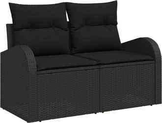 vidaXL Garden Sofa Black 124 x 62 x 69cm Poly Rattan vidaXL
