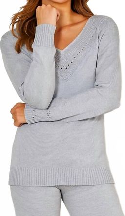 French Kyss Braided V-Neck Top In Slate